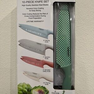 Cuisinart Green and Pink Kitchen Knife Set